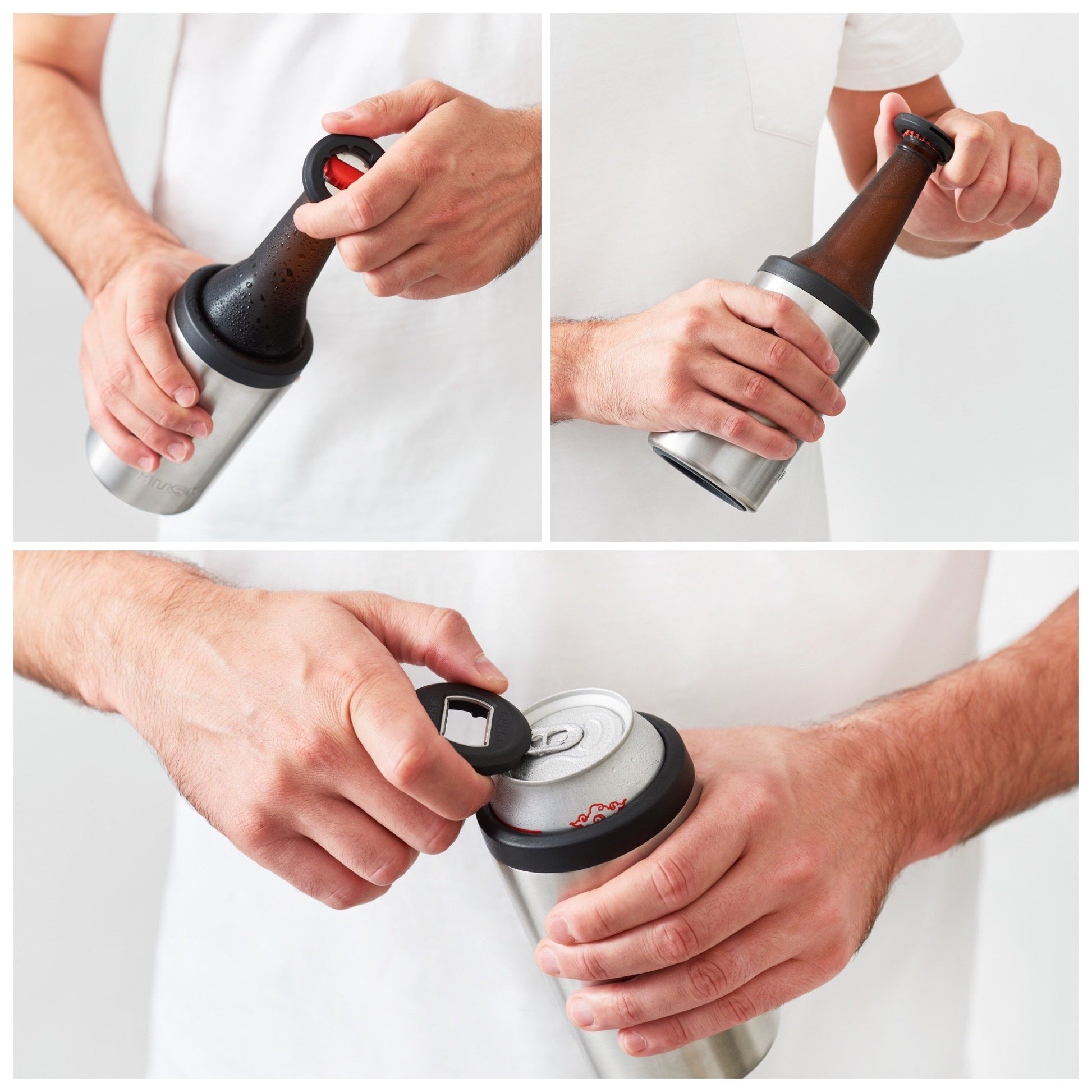 Keep em Cool Vacuum Insulated Beer Bottle & Can Cooler With Beer Opener-  Double Walled, Stainless Steel Drink Cooler For Beers & Beverages- Easy To